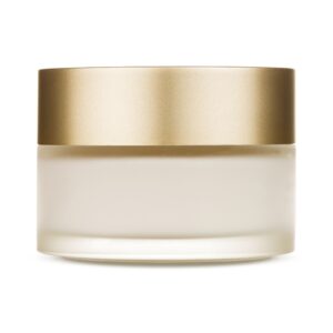 Miron-style glass jar on a light background, wrapped with a floral pastel JarSkins sleeve.