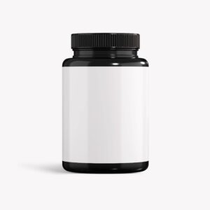 Dark Miron-style violet glass jar on a light background, wrapped with a geometric pattern JarSkins sleeve.